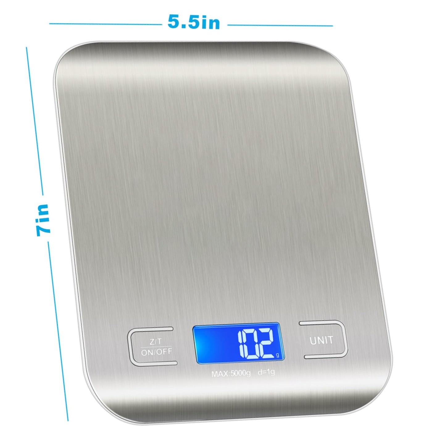 WIWUE GUO Food Scale, Kitchen Scale, Weight Scale Grams and Ounces for Weight Loss, Baking, Cooking, Keto and Meal Prep, LCD Display, 304 Stainless Steel