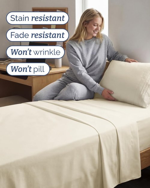 Hotel Luxury Twin XL Sheet Set by [Brand Name] - Comfy, Breathable & Cooling - Soft, Wrinkle-Free, Deep Pockets - Off White