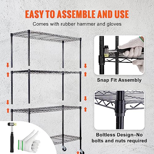 Black 4-Tier Adjustable Metal Storage Shelving Unit - 48 x 18 x 74 Inches, Garage & Basement Organization