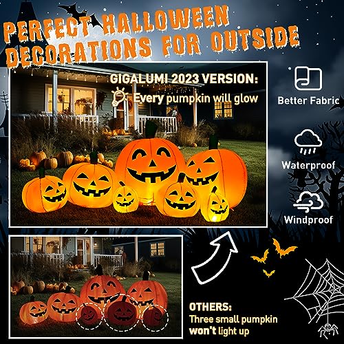 Halloween Inflatable Pumpkin Outdoor Decoration with LED Lights - 7.5ft