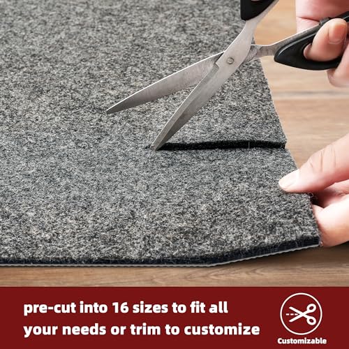 BAGAIL 8x10 Ft Felt Rug Pad with Natural Rubber Backing, Cushioned Non-Slip Floor Protector, 1/4" Thick