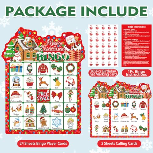 Christmas Bingo Game Cards Set for 24 Players - Christmas4 Edition