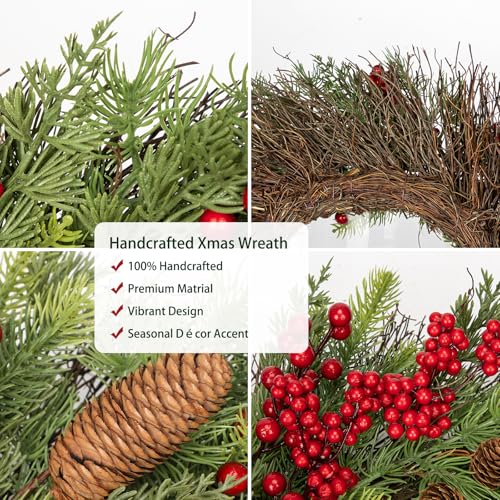 20 inch Christmas Wreath, Wreath for Front Door Wreaths with Red