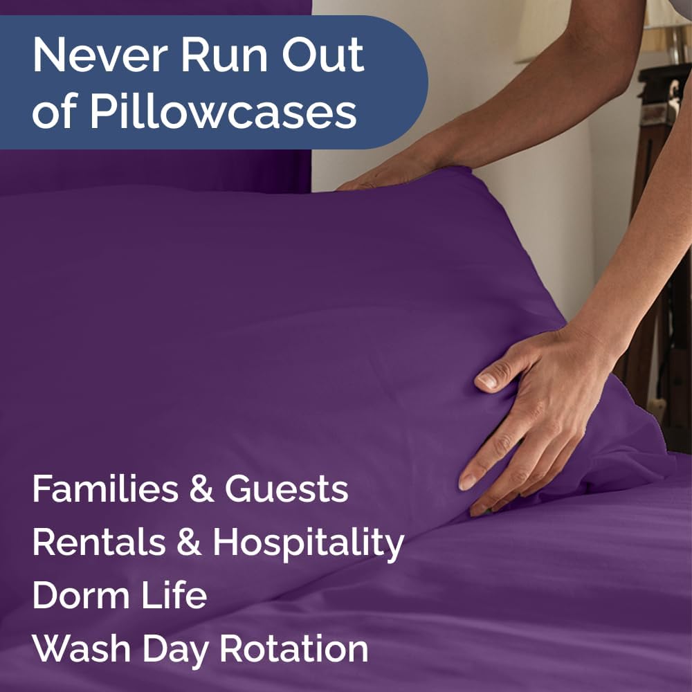 King Pillow Cases by [Brand Name] - Ultra Soft Hotel Quality Covers | Comfy, Wrinkle-Free & Fade Resistant - 10-Piece Set in Purple