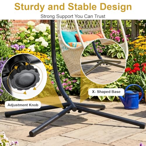 Heavy Duty Hammock Chair Stand - Outdoor Steel Frame with 360° Rotation, Supports 400 lbs, Includes Variation of Hammock C Stand