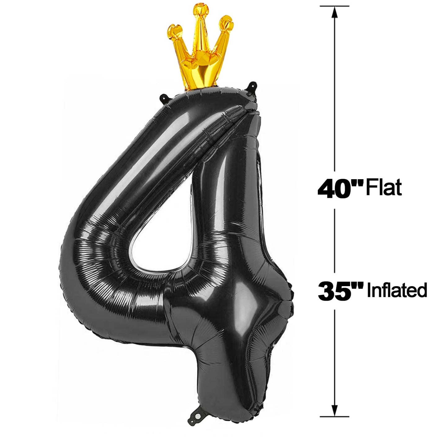 Black 4 Balloon, 40 Inch Number Balloon, 4th Black and Gold Party Decorations, Number 14 40 Balloons, Four Large Numbers for Party Decor, Number 4 Balloon.