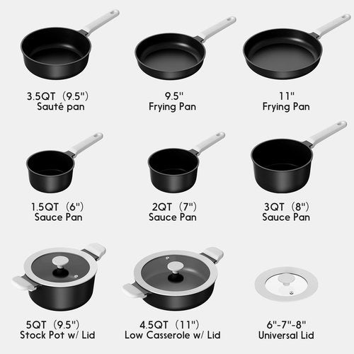 CAROTE Pots and Pans Set Non Stick, Premium Cooking Sets, Kitchen Cookwares, Induction Cookware Set, Pot and Pan, Kitchen Essentials, 11pcs