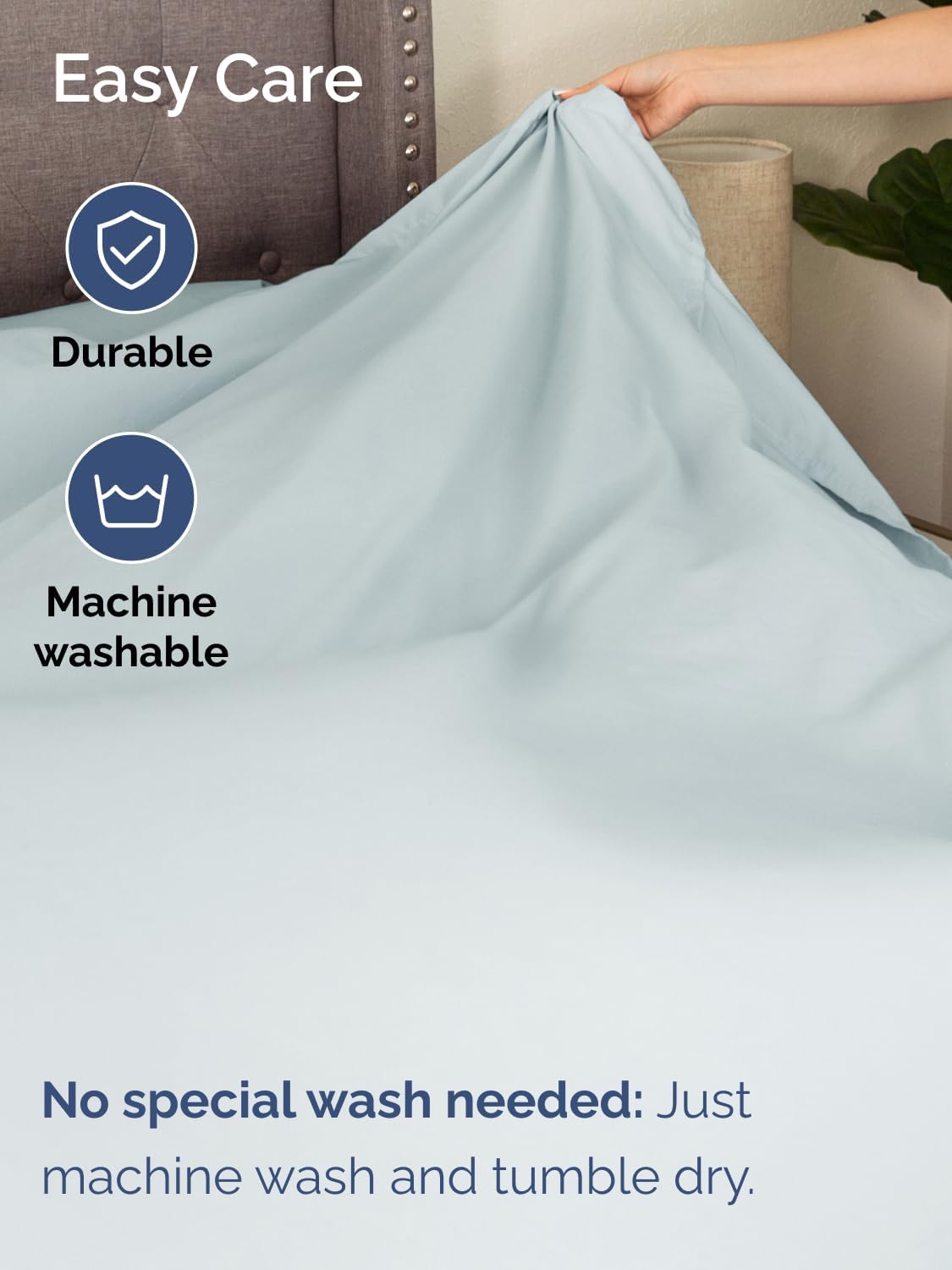Skiennix Extra Deep Full Sheet Set - 6 Piece Breathable Cooling Bedding - Soft Wrinkle-Free Ice Blue