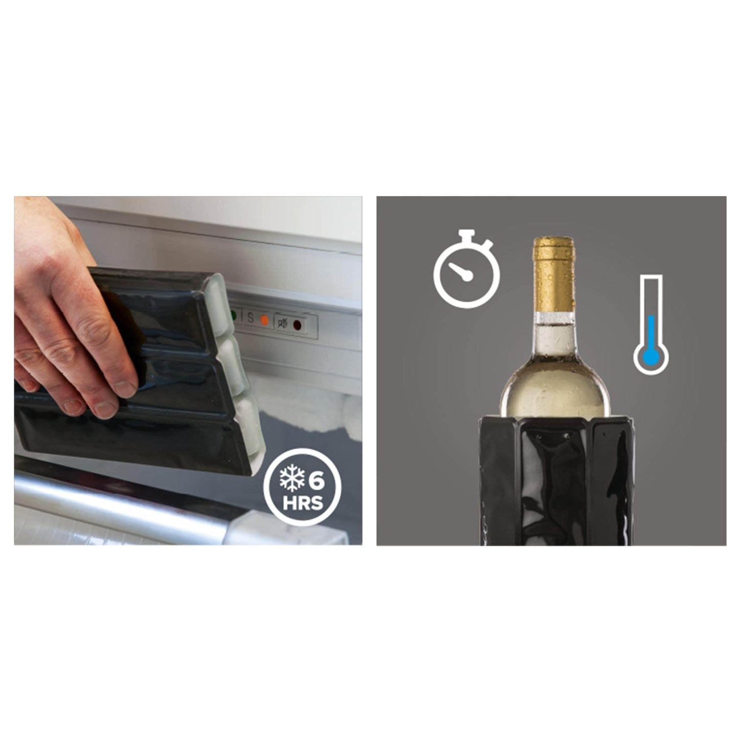 Vacu Vin Wine Cooler Hexo – Sand – Modern Active Wine Bottle Chiller with Removable Cooling Sleeve – Geometric Design – Reusable, Ice-Free Cooler – Fits Standard Bottles – Tabletop Wine Accessory