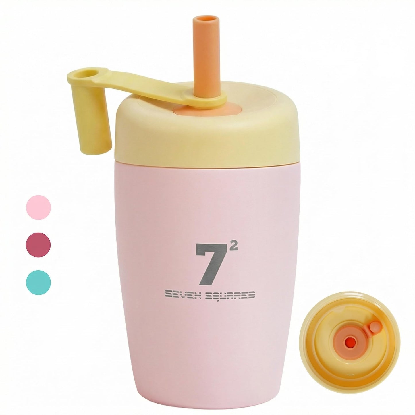 SEVEN SQUARED 72 12oz Kids Tumbler Spill Resistant with Lid and Silicone Straw, Insulated Kids Cups Stainless Steel Water Bottle, Dishwasher Safe BPA-FREE