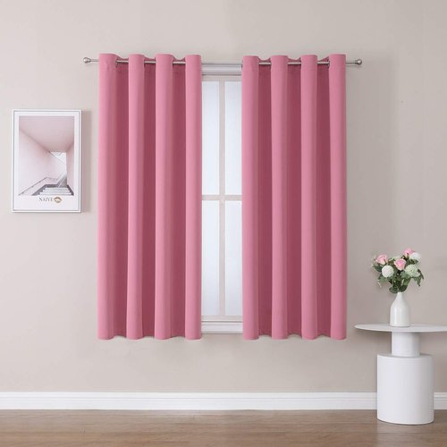 ChrisDowa Grommet Blackout Curtains - Thermal Insulated Room Darkening Panels (Pink, 52W x 63L)