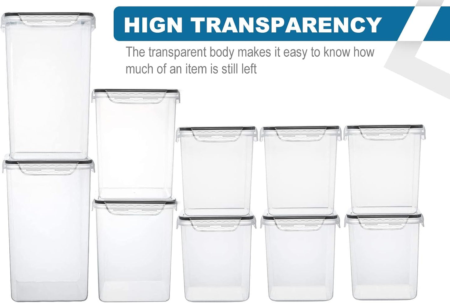 VERONES Airtight Food Storage Containers - 10 Pack Plastic Canisters for Kitchen & Pantry Organization