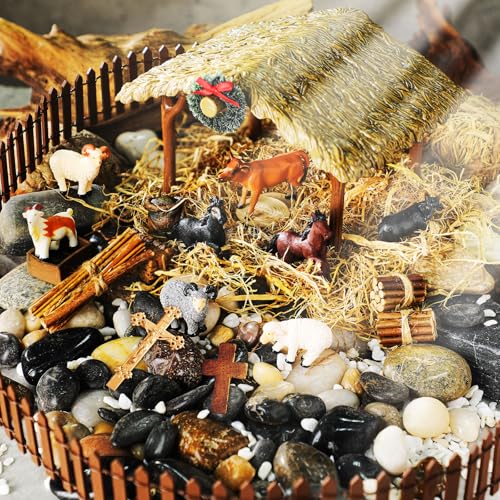 Thyle 20-Piece Nativity Farm Stable & Accessories Mini Set