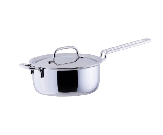 Miyazaki Seisakusho GEO-14N Geo Single-Handled Pot, 5.5 inches (14 cm), Made in Japan, Induction Compatible, Compatible with All Heat Sources, Silver