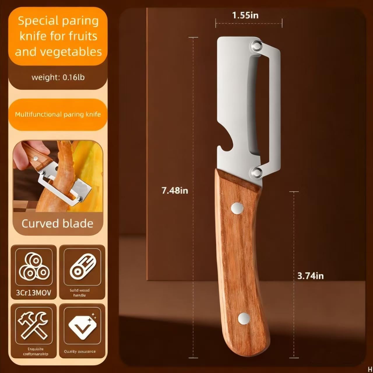 Skiennix Multi-Functional Vegetable Peeler - Premium Stainless Steel Blade & Wooden Handle | Ideal for Fruits & Vegetables