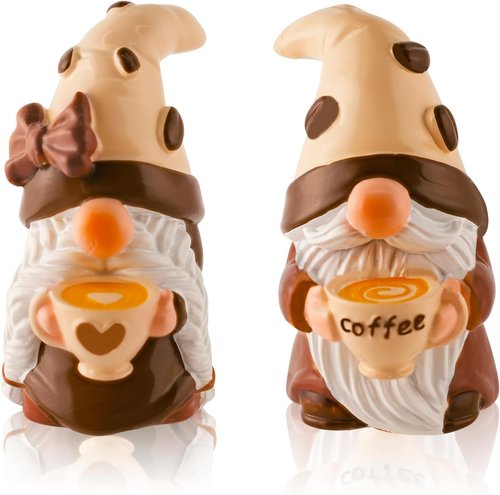 Exasinine Coffee Gnomes - Adorable Resin Figurines for Kitchen Decor | 2-Piece Set for Tiered Tray