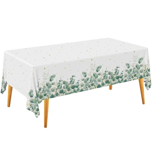 Gatherfun Sage Greenery Baby Shower Disposable Tablecloth, Plastic Table Cover for Baby Shower Party,Boho Greency 3 PCS, 54”x 108”
