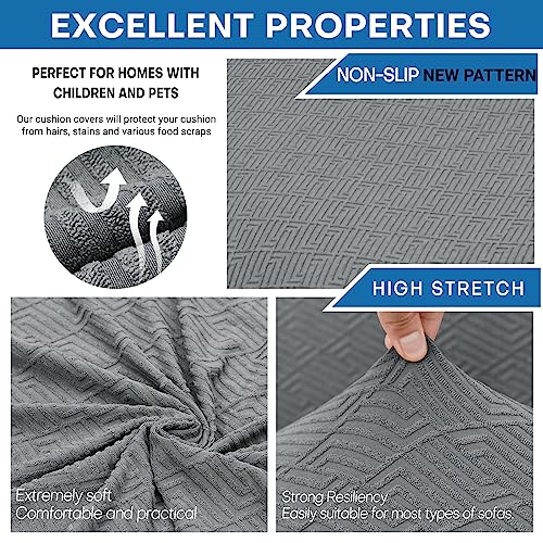 3-Piece Stretch Sofa Cover Set for 71-91 Inch Couches with Cushions - Light Gray
