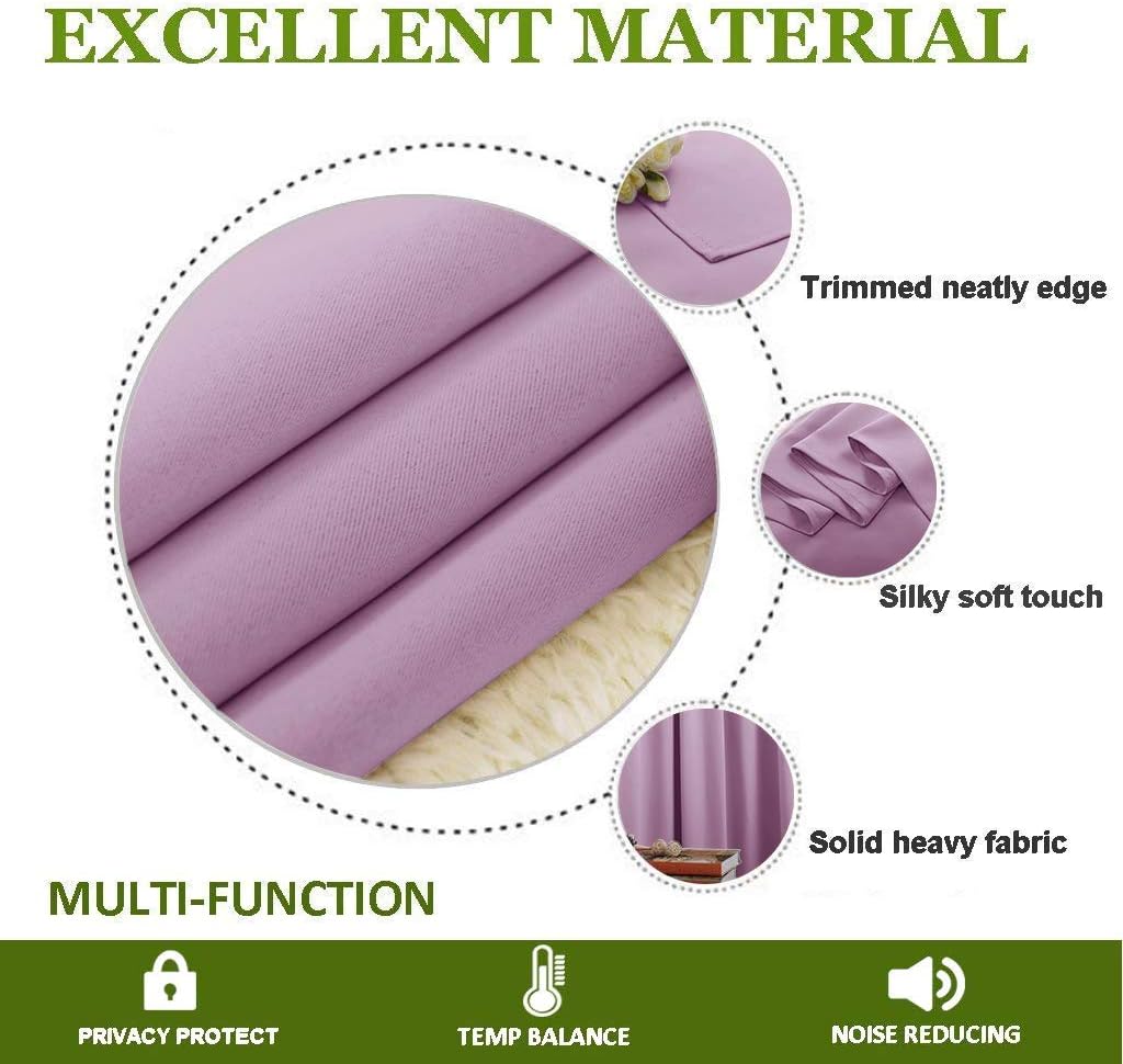NICETOWN Blackout Curtains - Thermal Insulated Room Darkening Drapes for Living Room | Lilac, 2 PCs, W42 x L63 Inches