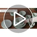 Stoneware Dinnerware Set for 4 - Aqua White Coastal Design, Microwave Safe