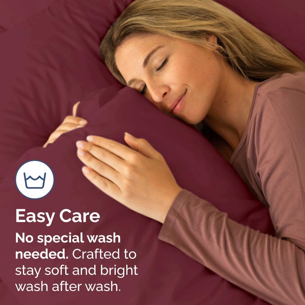 Queen Pillow Cases by [Brand Name] - Ultra Soft Hotel Quality Covers | Wrinkle-Free & Stain Resistant - 4 Piece Set in Burgundy