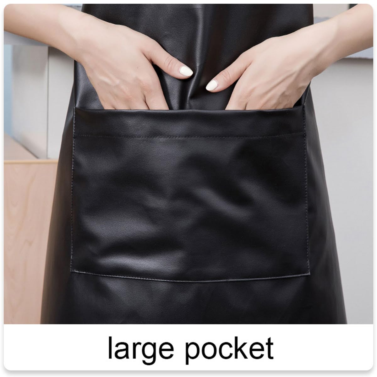 GEMBITYFUL Waterproof Aprons for Men Women with Large Pockets PU Material Waterproof Oil-proof and Dust-proof Apron Black