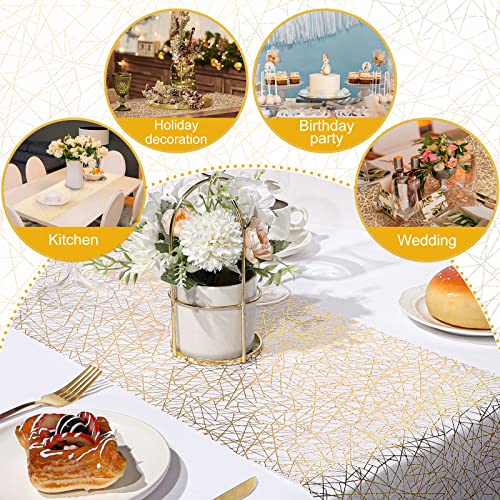 Gold Table Runner Roll, 11 Inch x 33 FT, Metallic Glitter Mesh for
