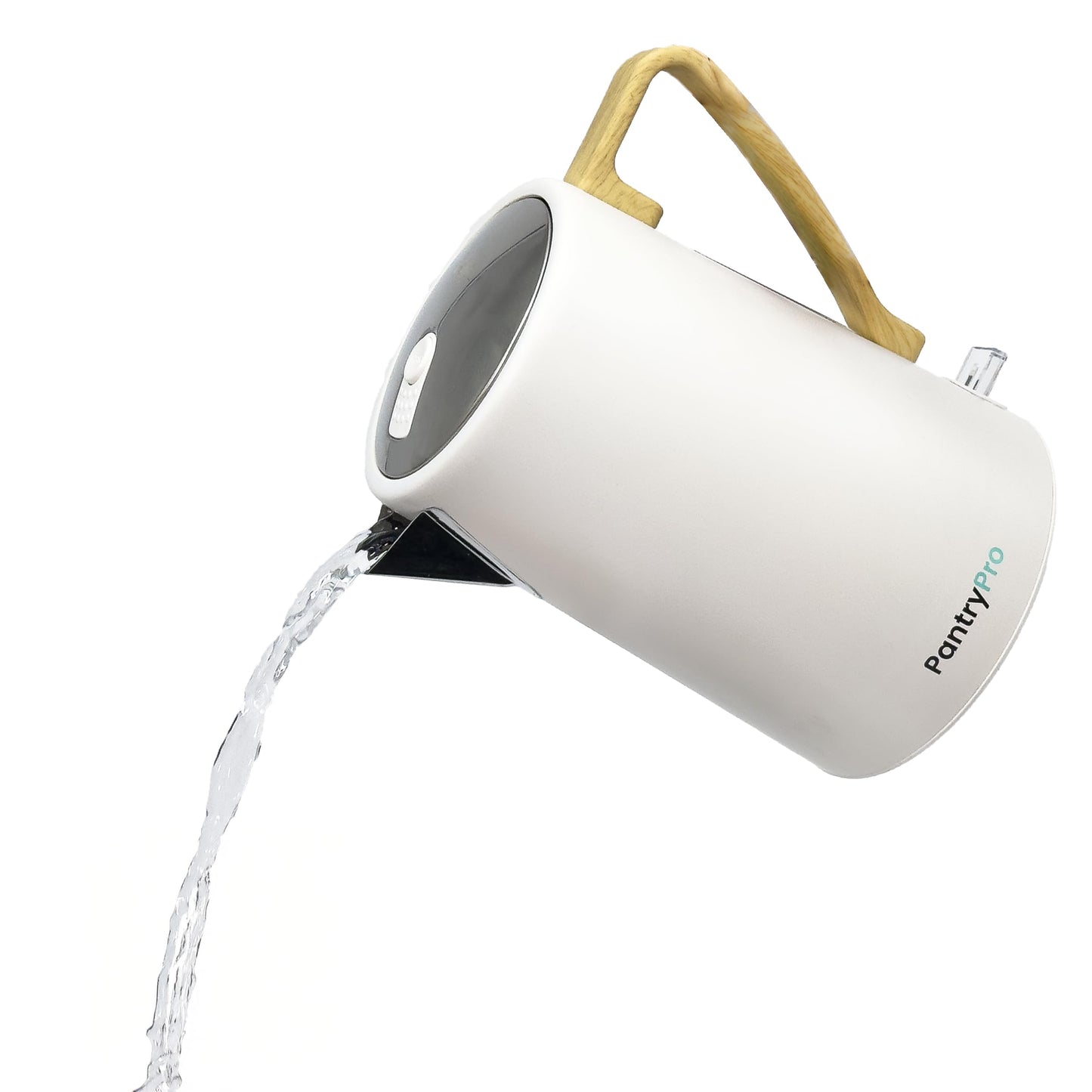 PantryPro 1.7L 1500W Rapid-Boil Electric Kettle - Stainless Steel Interior - Auto Shut-Off, Boil-Dry Protection, LED Indicator, Wide Opening - Cream White