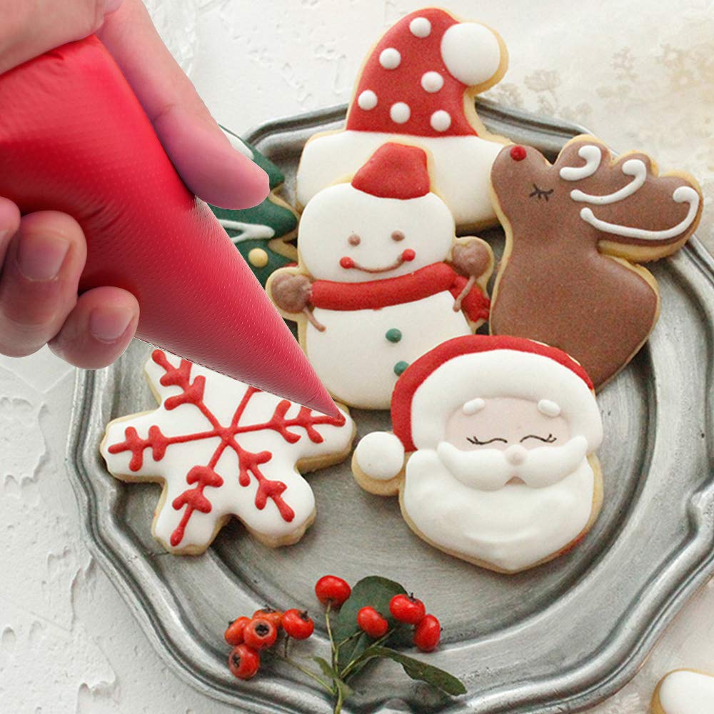 Weetiee Tipless Piping Bags - 100pcs 12-Inch Disposable Piping Pastry Bag for Royal Icing/Cookies Decorating - Best Frosting Icing Bags Cookie/Cake Decorating Tools - Bonus 2 Clips &1 Scriber Needle