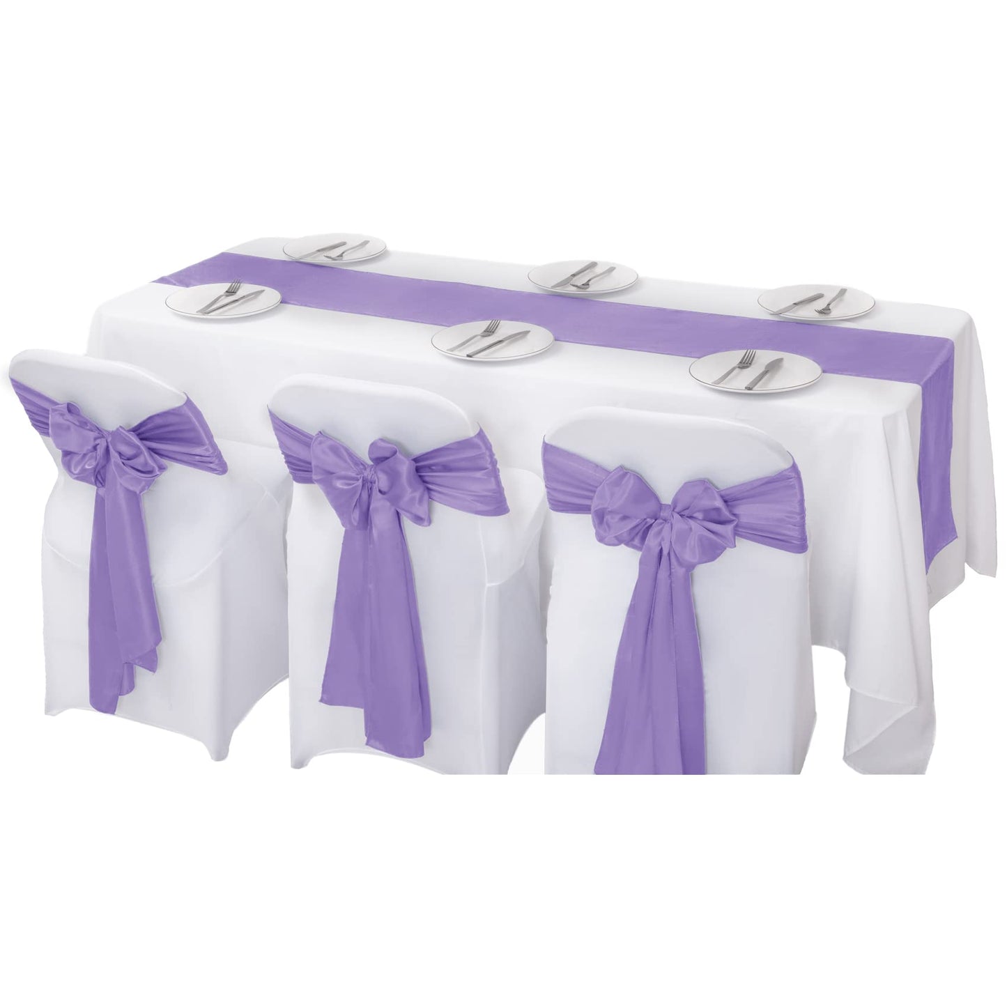 flohar 12Pack Table Runner 12 x 108 Inches Satin Silk Table Runner for Wedding, Birthday Party, Banquets, Graduations Decoration, fit Rectange and Round Table-Lavender