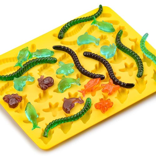 Gummy Molds Hard Candy Molds - Candy Molds Silicone Including Worms, Starfishs, Dolphins, Octopus, Sharks Sea Mold, Pack of 3 Ocean Molds