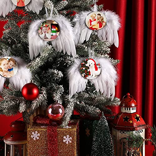 Amyhill 48 Pcs Christmas Angel Wings Sublimation Ornaments (Round Style) – 24 Wings + 24 Blanks