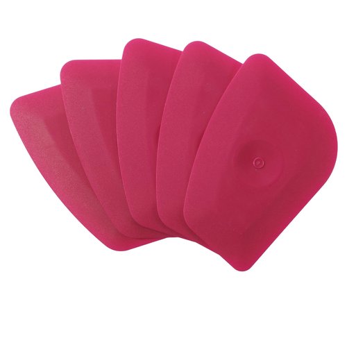 Dish Scraper Tool 5 Pack Pan Scraper Tools Plastic Pot Scrapers for Cast Iron Food Scrapers Tool Non-Scratch Plastic Bowl Scraperes for Cleaning Grease Burnt Food （Pink)