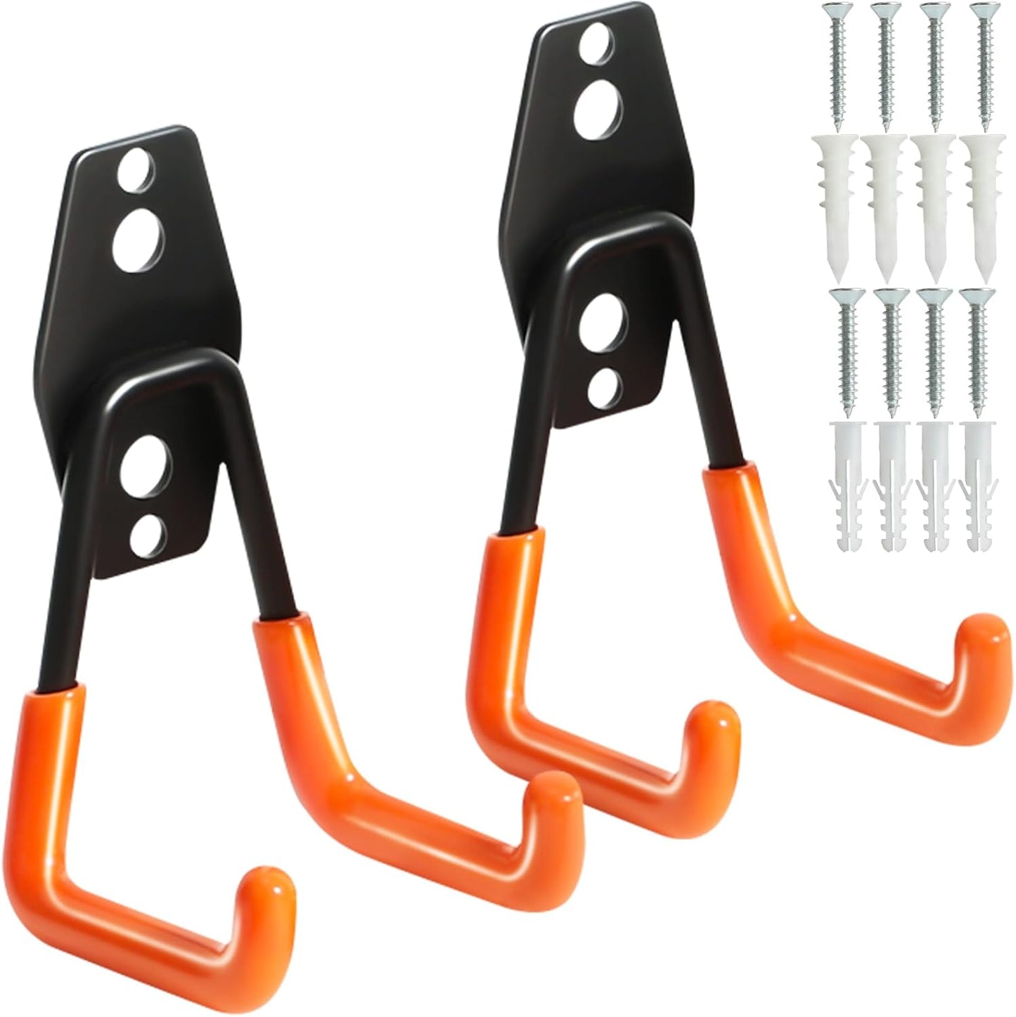 KURUI Heavy Duty Wall Hooks - 2 Pack Metal Garage Tool Organizer for Ladders, Hoses & More