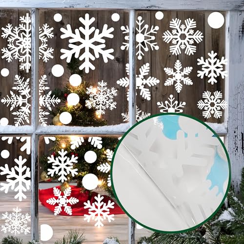 321pcs Christmas Window Decals - 9 Sheets of Snowflakes, Winter & Holiday Designs for Glass Windows