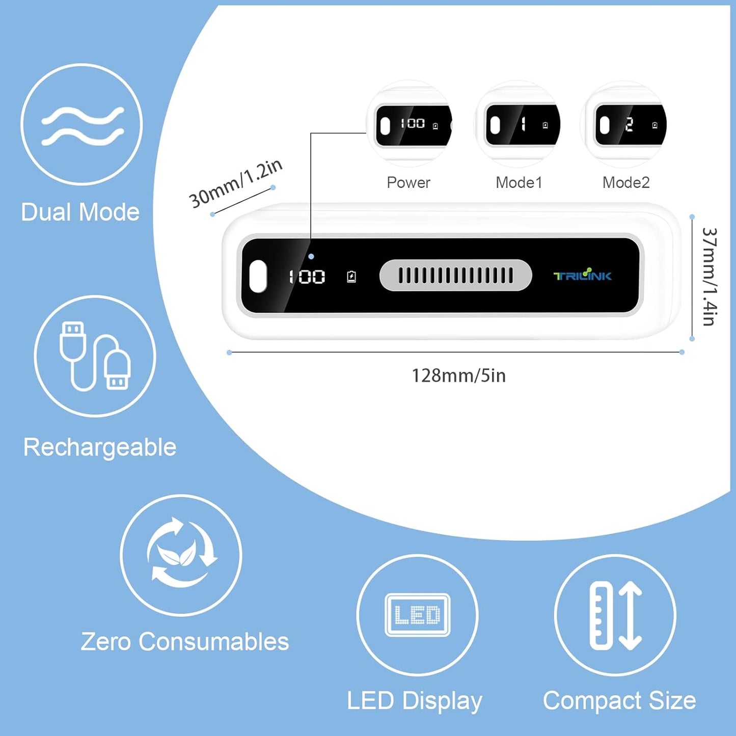 Skiennix Mini USB Fridge Deodorizer - Rechargeable Odor Eliminator with LED Display for Home & Car