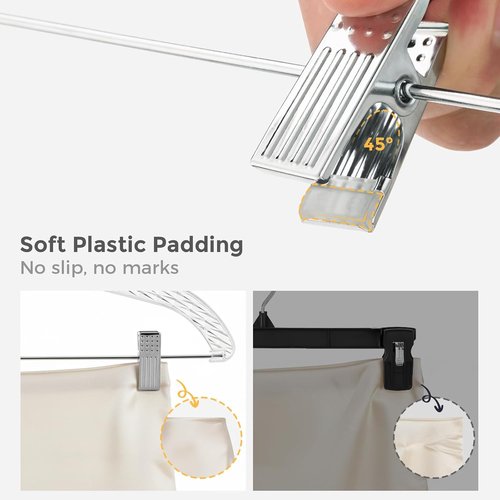 HOUSE DAY Clear Plastic Pants Hangers - 12 Pack Non-Slip Skirt Hangers with Adjustable Clips & 360° Swivel Hook