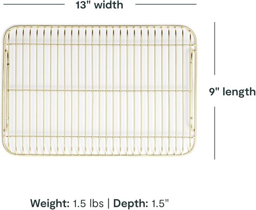 Caraway Stainless Steel Cooling Rack - 9" x 13" - Perfect for Cooling Baked Goods & Icing - Gold Finish