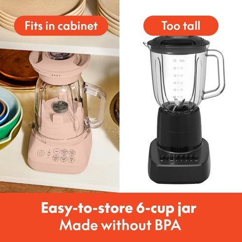 Bella 10-Speed Countertop Blender - Slim Flip & Store Design | 48oz Dishwasher Safe Pitcher, Stainless Steel Blade, 450W