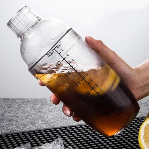 FEOOWV Cocktail Shaker - Handheld Drink Mixer for Boba Tea | Transparent 24 oz (700cc)
