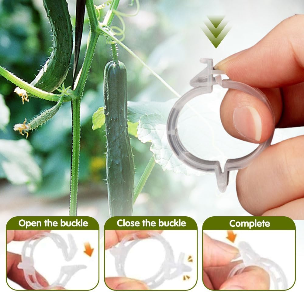 Skiennix Plant Support Clips - Reusable Plastic Clips for Climbing Plants | 50 Green Tomato Clips
