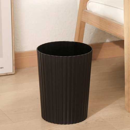 JiatuA Small Trash Can - Round Plastic Wastebasket for Bathroom, Kitchen, Office | Black Color