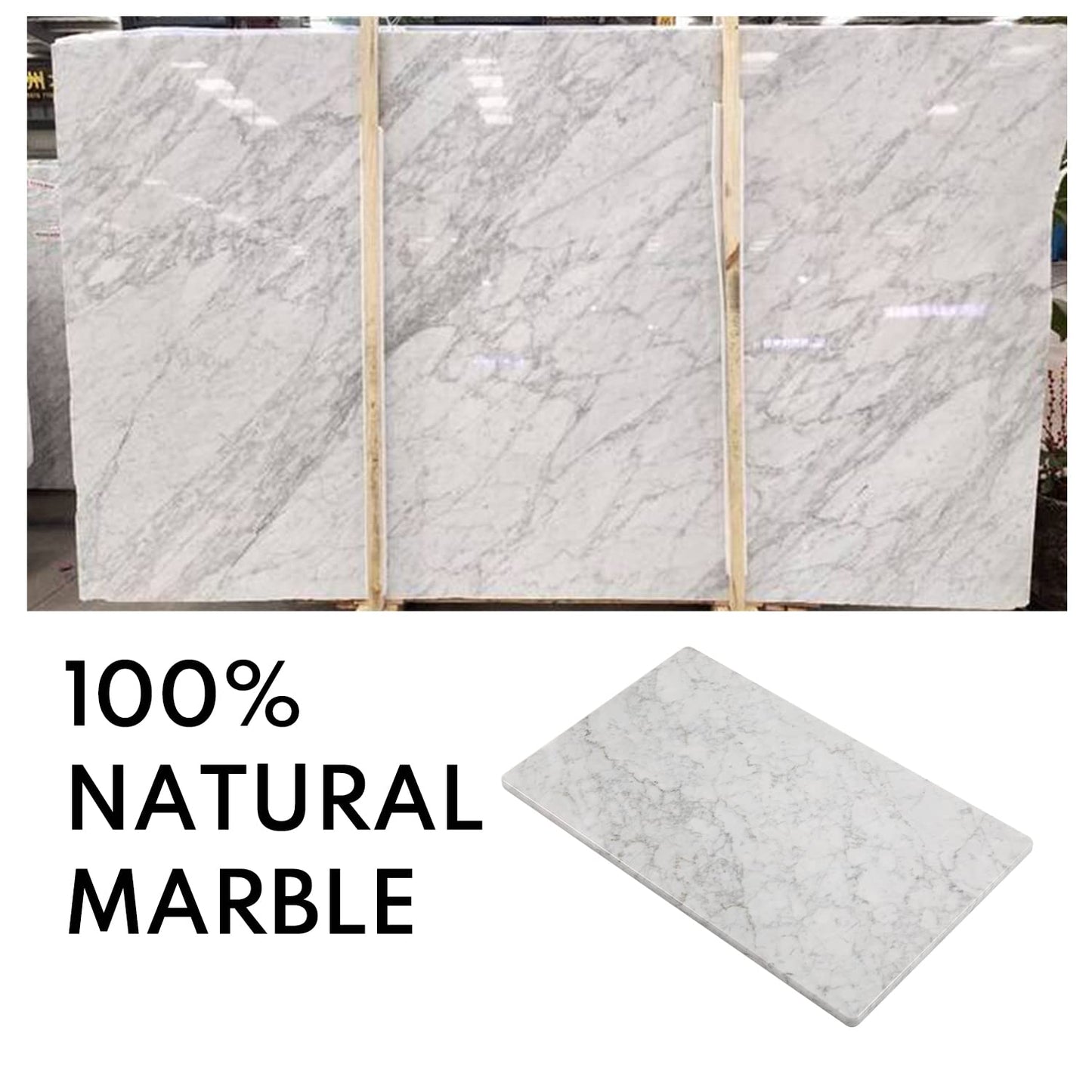 Lovdeco Marble Cutting Board, Pastry Board For Kitchen, Carrara White Marble Slab Gift With Non-Slip Feets, 12x20 Inch, 1 Piece