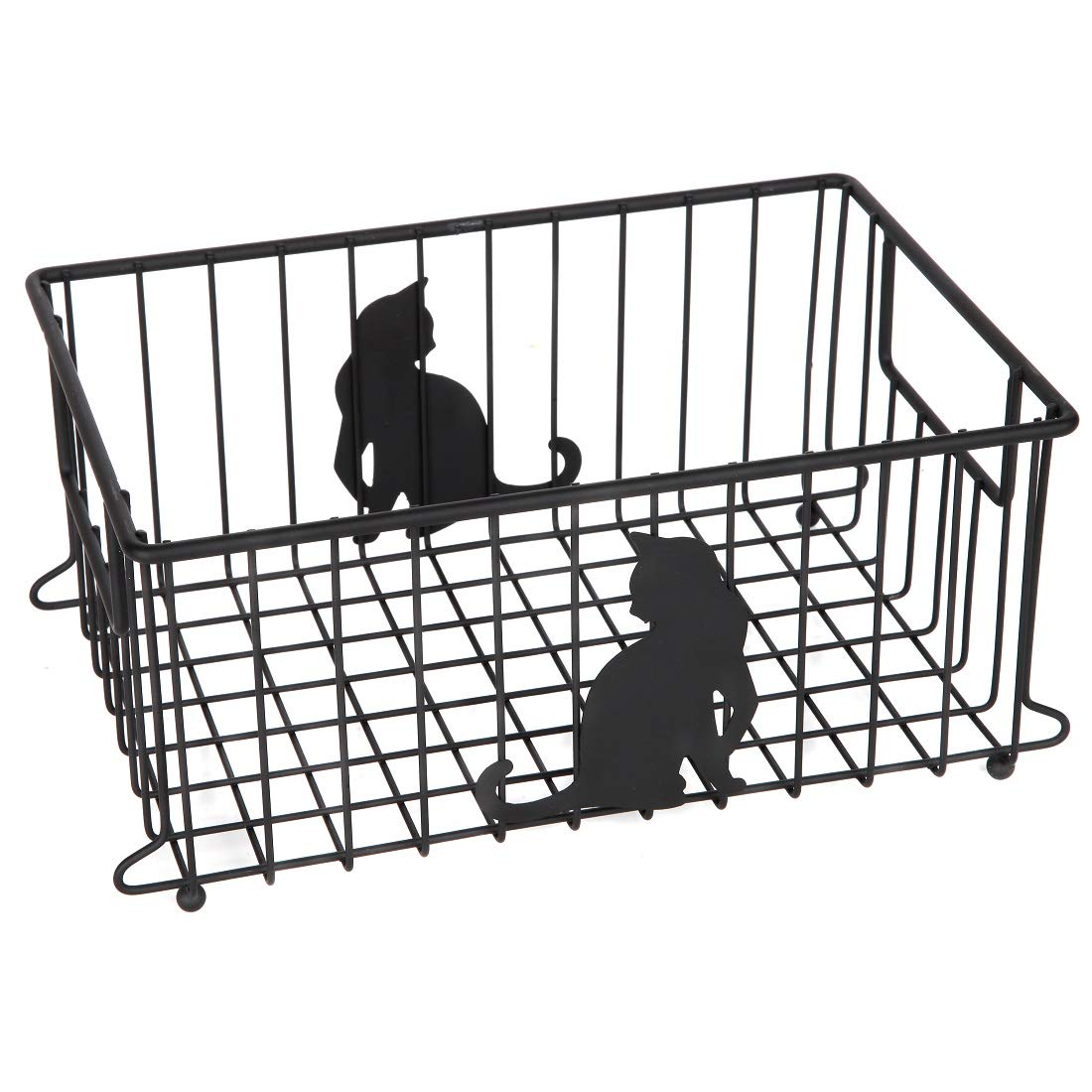 Lily's Home Cat-Themed Wire Basket, Kitchen and Desk Organizer, Cute Caddy for Cat Lovers for Kitchen, Pantry, Cabinet, Bathroom and Office (Large)