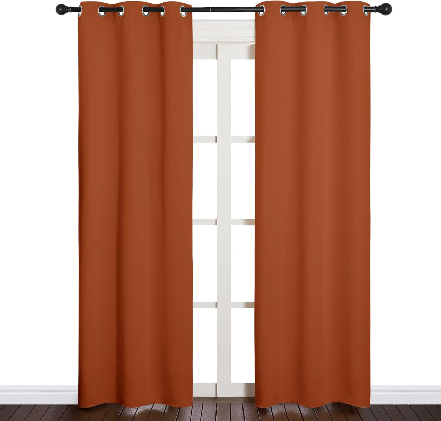 NICETOWN Blackout Curtains - Thermal Insulated Draperies for Girls Room | Burnt Orange, 34 x 84 Inches, 1 Pair