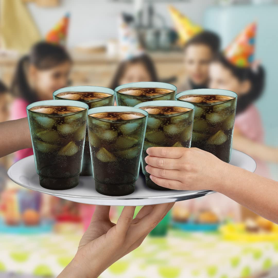 Acrimet Plastic Cup, Reusable, 10oz | 300ml, Tumbler Water, Machine Washable, Stackable Beverage Tumblers, Drinking Cup, Shatterproof, Durable (Green Color) (Set of 10)