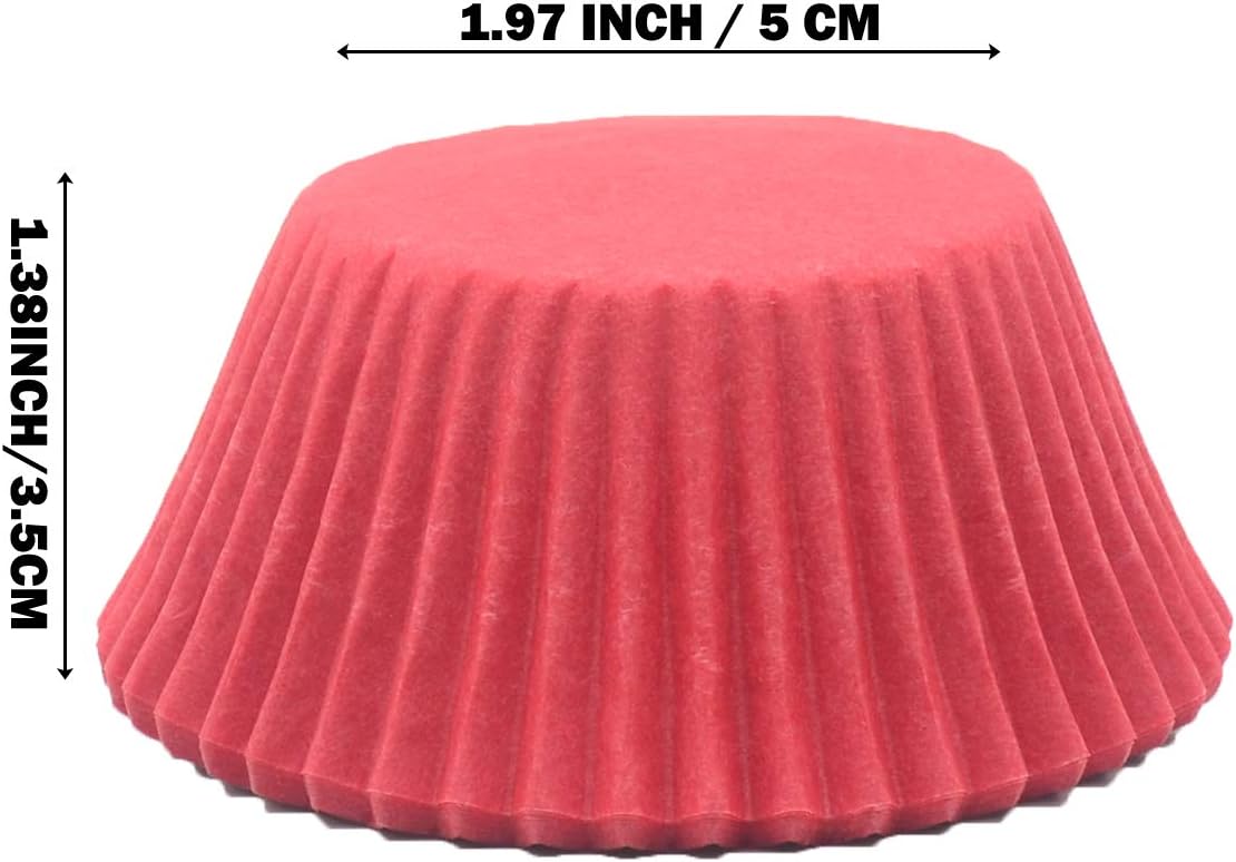 Premium Red Greaseproof Cupcake Liners - Standard Size Muffin Baking Cups, 100-Count