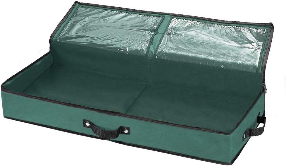 Primode Wrapping Paper Storage Container - Under Bed Organizer for 30-Inch Rolls | 31”x13.5”x4.5” | Durable 600D Oxford Material | Includes Pockets for Ribbons and Bows (Green)