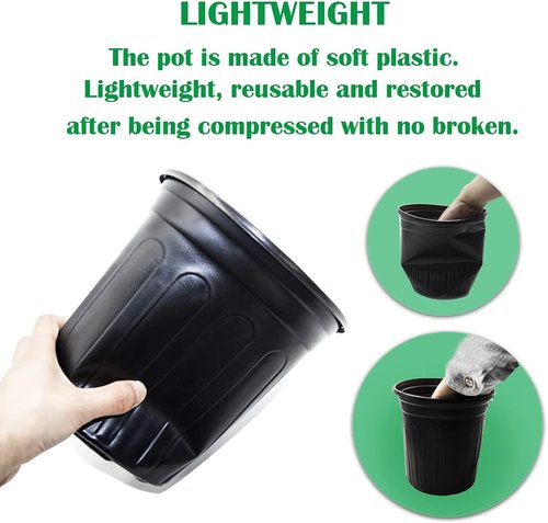 HECTOLIFE 50-Pack Flexible 1 Gallon Flower Nursery Pots - Durable Soft Plastic for Succulents & Seedlings | Black
