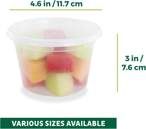 Freshware Food Storage Containers - 50 Set 16 oz BPA-Free Plastic Deli Containers | Leakproof & Stackable | Microwave/Dishwasher Safe